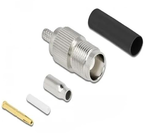 Delock TNC Buchse zum Crimpen RG-174 / RG-316 mit passendem Schrumpfschlauch