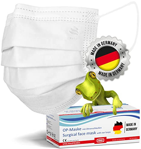 kela OP-Maske - 50x Medizinische Maske Weiß | 100% Made in Germany | OEKO-TEX Standard | Premium Atemschutz Mundschutz OP Maske | MNS Typ IIR Einwegmaske