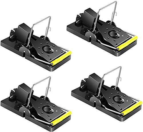 Mausefalle Rattenfalle (4er-Set) für Indoor-Küche Hausgarten, Neue Mausfeder Kraftvoll, sicher, empfindlich, effizient, einfach zu bedienen