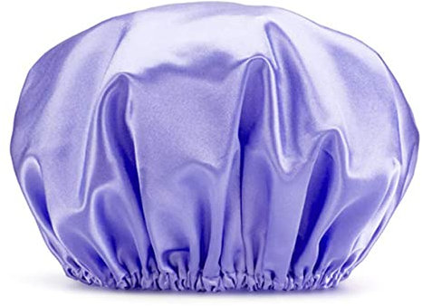 Reusable Double-layer Waterproof Shower Cap for Hair, Hair Protection EVA Shower cap with Elastic Band, Bathing Accessories (Purple)