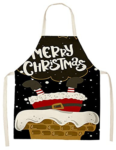 JFAN Delantal Navidad de Cocina Para Hombre y Mujer Delantal con Motivo de Papá Noel para Cocina Restaurante Barbacoa Navidad Delantales