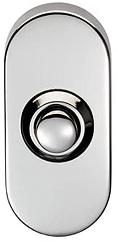 Loops Decorative Door Bell Cover - Bright Stainless Steel - 64 x 30mm Oval Push Button | Metal Door Bell Cap - External Bell Push Buzzer Cover - Cover Plate Only Door Bell Not Included