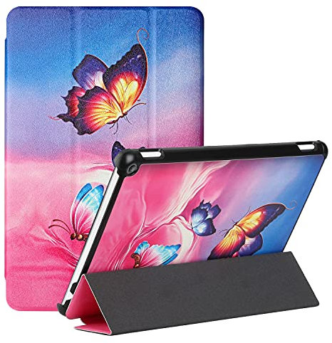MadBee Tablet Coque pour All-New Amazon Fire HD 10/HD 10 Plus (11th Gen, 2021), PU Cuir Flip Housse Étui Support Coque de Tablet, Léger Housse Tablette Cover [Sommeil/Réveil Automatique] (Papillon)