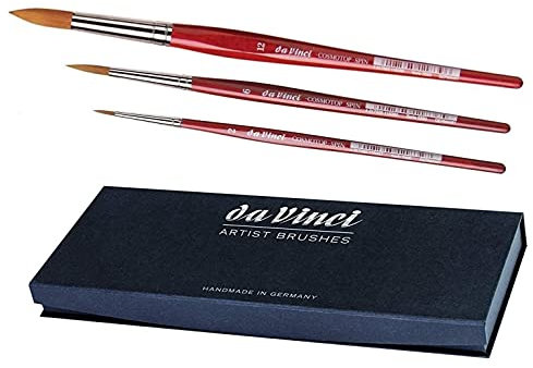 DaVinci ESPACE BEAUX ARTS Da Vinci Series 5580 Cosmotop Spin Vegan. Lot de 3 pinceaux aquarelle n° 2, 6, 12 Fabriqué en Allemagne