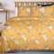 MOONLIGHT20015 Double Duvet Set Reversible Quilted Bedding Sets with Pillowcases Soft Brushed Microfiber Printed Duvet Cover Sets (Ochre Flower Double)