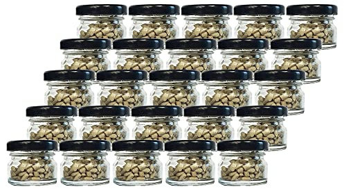 Vitrea 25er Set Mini Einmachgläser mit Schraubdeckel Schwarz 30 ml 4,3 x 3,5 cm (ØxH) Sturzgläser Gläser Rundgläser Marmeladengläser Senf (Schwarz)