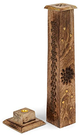 NKlaus Porte-encens Tour d'encens Bois Mango Soleil Brun 30x5cm Porte-Tour 2561