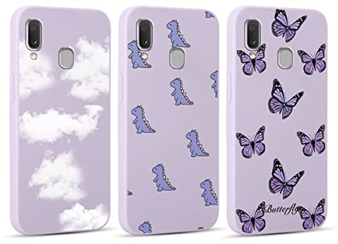 Yoedge 3 Stück Hülle für Samsung Galaxy A20e 5,8 mit Muster Aesthetic, Weich TPU Ultra Dünnes Soft Slim Flüssig Silikon Handyhülle Con Motiv, Stoßfeste Case Cover für Samsung A20e, Schmetterling