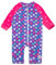 Mazuliso Baby Mädchen Badeanzug UV mit Durchgehendem Front Reißverschluss 3/4-Ärmel(VLBlume,92-98 cm)