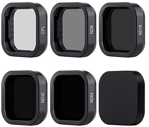 YALLSAME ND-Filter für GoPro Hero 12/11/10/9 Black/Hero 11 Black Mini, Filterset-CPL/ND64/32/16/8 und Objektivdeckelabdeckung für GoPro 12