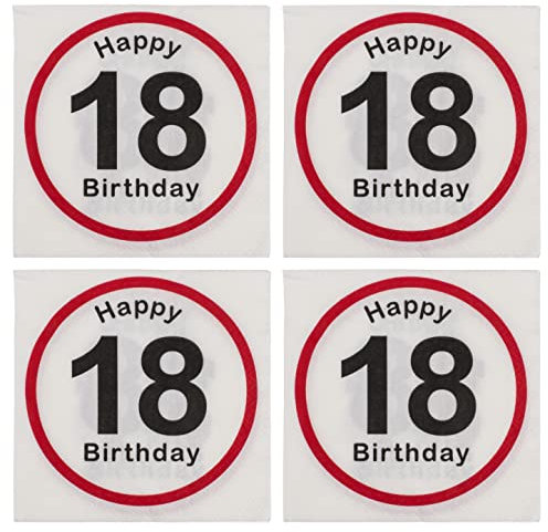Papierservietten Servietten-Set 3-lagig Größe 33 x 33 cm (4 Pckg. Happy Birthday 18)