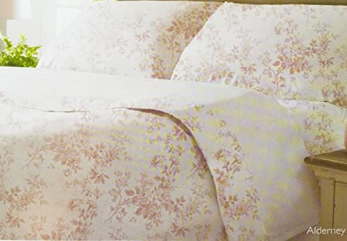 Cabbages & Roses of London Home Percale Collection Floral 4 Piece Sheet Set 100% Cotton Percale Crisp & Cool, Lightweight & Moisture-Wicking Light Bedding (Pink Alderney, Queen (U.S. Standard))