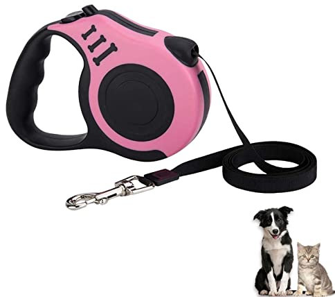 Guinzaglio per Cani, 3 m Guinzaglio Retrattile, per Cani di Piccola, Media e Grande Taglia, Rosa