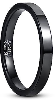 GALANI Herren/Damen Schwarzer Hochzeit Ring 3mm Wolfram Ring Größe 62(19.7)