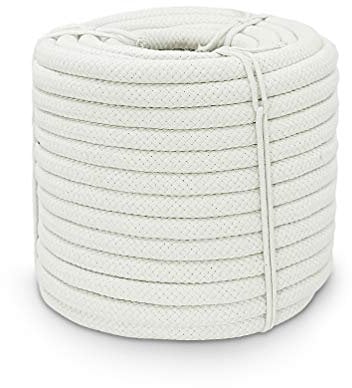 Aoneky Corda in Cotone Intrecciata 10/14/16mm, 15M/ 30M /60M - Corda di Cotone Macramè in Fibre Naturali per Decorazione, Nautica, Sport, Giardino, Bricolage (10mm x15M, Bianco)