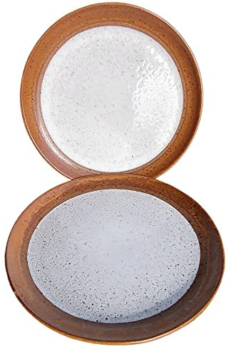 PintoCer - 2 x Platos Llanos Grandes de Ceramica de Gres, 29 cm, Platos de Cena, Apto para lavavajillas y microondas