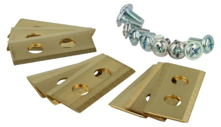 vhbw 9x Ersatz-Messer kompatibel mit Einhell Freelexo Kit, Kit 500, Kit 600 Rasenmäher - Ersatzklinge Gold, Stahl (Titanbeschichtung)