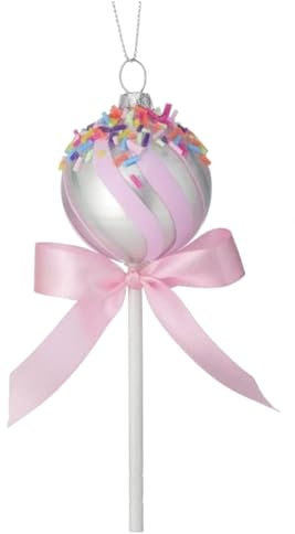 The Bridge Collection Pink Cake Pop Ornament – Cake Pop mit Streuseln Ornament für Urlaubsdekoration – Dessert Ornament – Junk Food Ornament