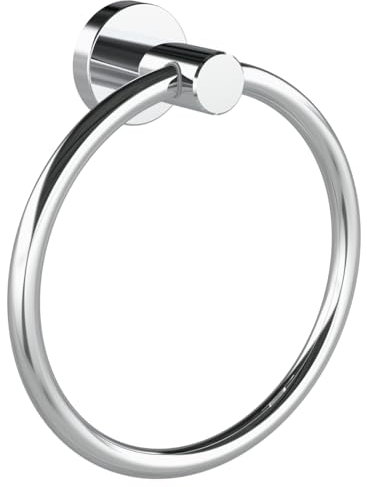 WZRUA Towel Ring Hand Towel Holder Wall Mounted, Chrome SUS304 Stainless Steel Modern Round Base Rustproof Towel Holder for Bathroom