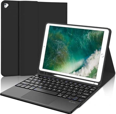 WINCHKING Clavier pour iPad 9,7 avec pavé tactile, iPad 6 génération 2018/iPad 5 génération 2017, iPad Air 2/1, iPad Pro 9.7, clavier italien Bluetooth détachable, noir