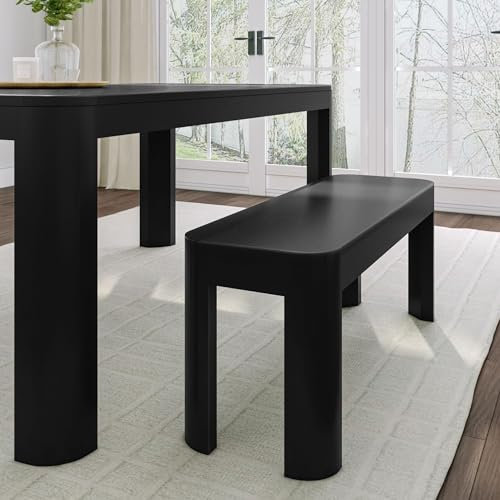Plank+Beam Konturbank, modern, abgerundet, 117,8 cm, Essbank, Bank für 152,4 cm Küchentisch, Schwarz