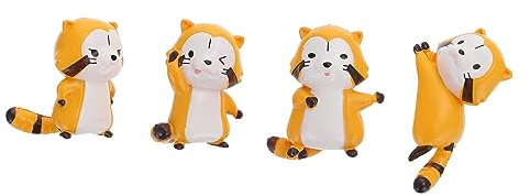 OFFSCH 4stücke Miniatur Waschbär Figuren Teiliges Harz Deko Für Feengärten Blumenpotte Landschaftsdeko Lebendige Tierornamente Für Kreative Gartenprojekte