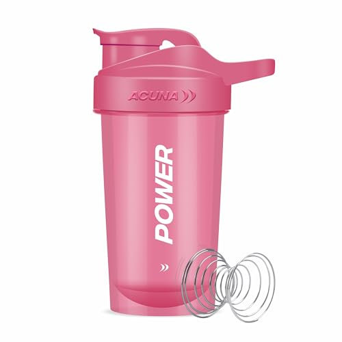 ACUNA Power Shaker Bottle - 400 ml | Protein Shaker With Mixing Ball For Smoothie Shake, Leakproof Screw-On Lid Ideal Workout & Gym Partner Protein Shaker Bottle For Protein Shakes (Hot Pink)
