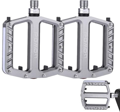 Beleuchtete Fahrradpedale, Mountainbike-Pedale | Flache Aluminium-Fahrradpedale mit 3 abgeschirmten Schäften, Aluminium-Rennradpedale, wiederaufladbare, wasserdichte Fahrradpedale für Rennrad,