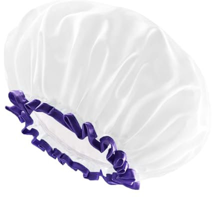 NTRUXZP 1 Unidad Gorro De Ducha Grande Blanco Para Mujer Con Cabello Largo, Doble Capa Impermeable, Reutilizable, Lavable, Lindo Y SúPer Suave