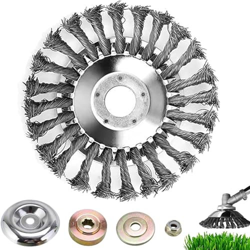 Universal Garden trimmer, Indestructible Trimmer Head, Cut Everything Weed Steel Wire Rotary Brush Cutter with Universal Adapter Kits (10 Inch)