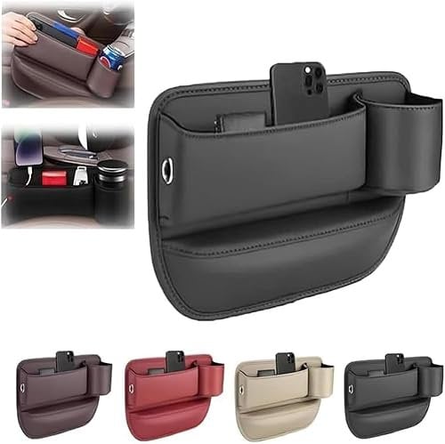 Car Seat Gap Filler Organizer,Car Seat Storage Box with Cup Holder,PU Leather Car Accessories Interior in Between Seats, Car Organizer for IPhone Wallet Cards Keys