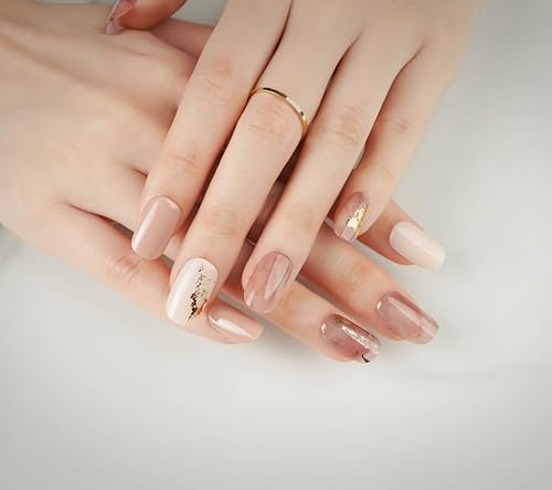 DANNI & TONI 28Pcs Vernis Autocollant Ongle Gel UV Strips,Gel Nail Stickers,Nail Art Auto-Adhésif Ongle,Adesivi per unghie in gel (Fascinating)