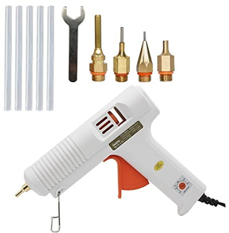 Industrial Hot Glue Gun 150W with Long Nozzle - DIY Craft Repair Tools for Home, Crafts - Small Aperture Glue Gun with 4pcs Nozzles