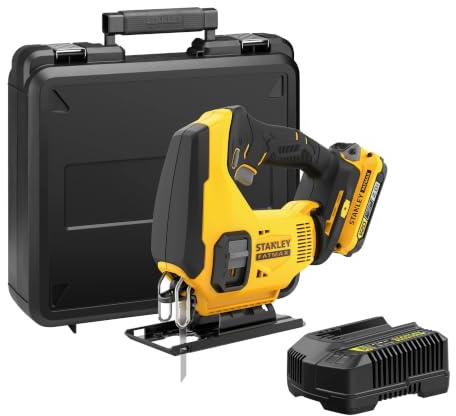 STANLEY FATMAX V20 Cordless Jigsaw, Includes 2Ah Battery, 2A Charger and Kit Box, 18V, SFMCS600D1K-GB
