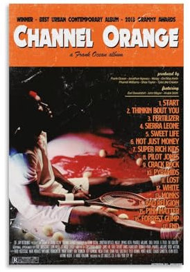LNLEXTAR Frank Ocean Poster Channel Orange Poster Dekorative Malerei Leinwand Wandkunst Wohnzimmer Poster Schlafzimmer Malerei,Wandkunst Bilddruck Moderne Familienzimmer Dekor 12x18inch(30x45cm)