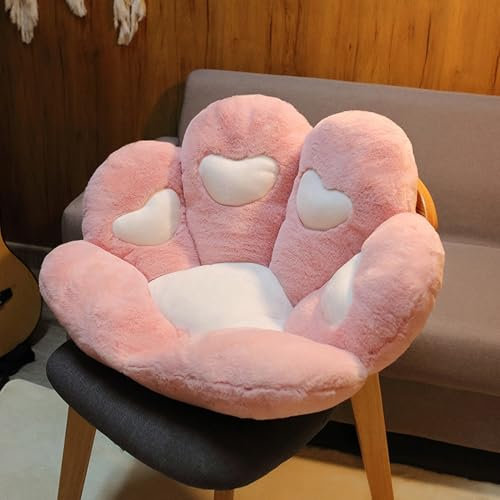 Makamsui Cat Paw Cushion Comfy Kawaii Chair Plush Cushions Shape Lazy Pillow for Gamer Chair, Soft Fluffy Pillow Plush Anti-Slip Car Seat Comfort Pad for Gaming Office Car Chairs Pink S