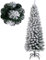 COSTWAY künstlicher Weihnachtsbaum Bleistift, 150 cm Tannenbaum mit Schnee, Christbaum mit 328 Zweigspitzen & klappbarem Metallständer, schlanker Kunstbaum Weihnachten für Zuhause, Büro (Grün)