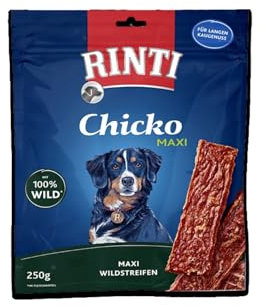 RINTI - Chicko Maxi Wild | Kalorienarme Hundesnacks aus 100% frischem Wildfleisch für ausgewachsene Hunde. Zuckerfreie Hundeleckerlies ohne künstliche Zusätze im Frischebeutel | 9x250g