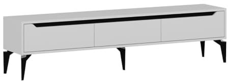 Vente-unique-Mueble TV con 3 Puertas - Blanco - MINALYA