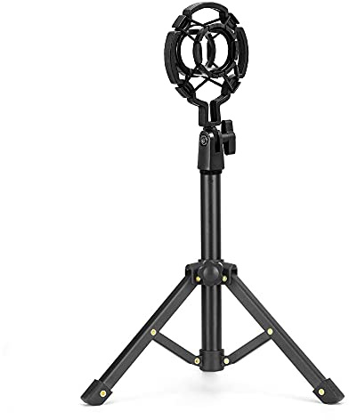 Pied de Micro, Pied de Micro Trépied de Microphone de Table Petit Support de Micro de Bureau Antichoc pour Microphone Microphone de Diffusion en Direct Mobile