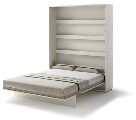Friderik Bed Concept BC-012 Wandklappbett Vertikal Schrankbett mit Matratze, 160x200 cm (Kaschmirfarbe)
