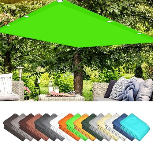 Voile d'ombrage 8 x 10 m Résistant Aux UV Rectangulaire Toile Ombrage avec Le Kit de Fixation Résistant 98% Protection Rayons UV avec Oeillets et Corde, Vert Tendre