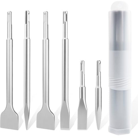 Cincel SDS Plus Juego de 6, Brocas SDS, Brocas Hormigon, 14x150mm&14*250mm Puntero, 20x150mm&20x250mm Cincel Plano, 40x250mm Cincels para Concreto, Mampostería,Taladros Ligeros y Martillos de Impacto