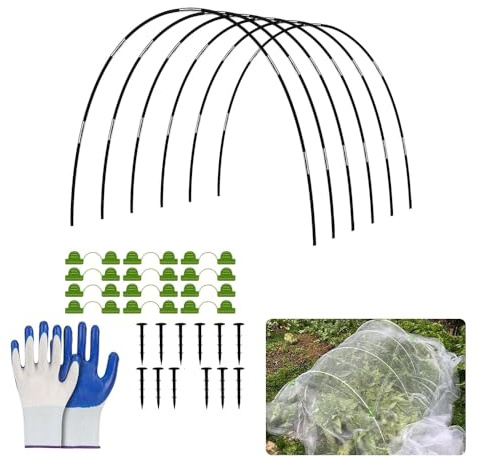 JACKANNA Fiberglasstangen & Pflanztunnel Bögen für Garten – Folientunnel für Hochbeet, Vogelnetz Hochbeet, Bogen-Set &Gewächshaus Zubehör (18-teiliges Set)
