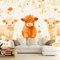 WHUOEUCO Vlies Fototapete Cartoon Yak Blumen 200x140 cm Wandbilder Tapete Art Fototapete, 3D Effekt Wandtapete für Wohnzimmer, Schlafzimmer, Büro, Küche, Kinderzimmer