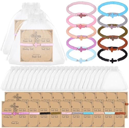 20 Sets Christian Gifts for Women Wen Cross Bracelets Friendship Bracelets