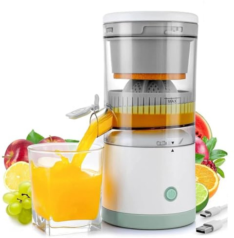 Electric Citrus Juicer Fruit Orange Juice Machines Portable Rechargeable Lemon Squeezers with USB Cable Grapefruit, Oranges Lemon Efficient Juicing Machine for Fresh & Healthy Juices 45w