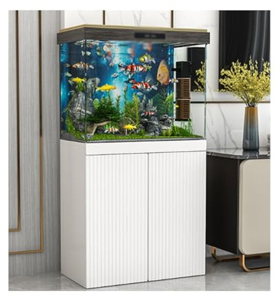 Weißer Aquariumschrank aus Holz, 2-stöckiges Aquariumregal mit Ablage, doppellagiger Reptilien-Tankhalter, technisches Holz, mehrstufiges Design (80 x 30 cm, Weiß)