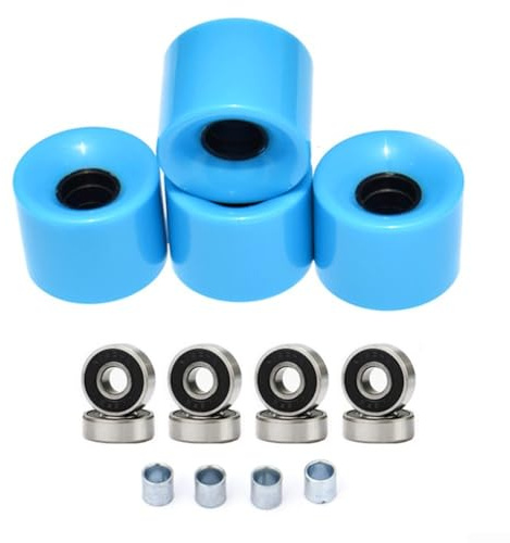 Nexbrill 4 Stück 60 x 45 mm 78A PU Skateboard Longboard Rollen Set mit ABEC-9 608RS Kugellager und Abstandshalter, geeignet für Standard-Skateboards, für Cruiser Boards und Short Boards (blau)