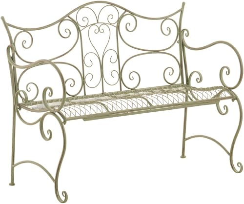 DELUKE Gartenbank TODOR Metall Grün 113x47x89 cm | Metallbank Garten 2 Seitzer Bank Terrasse Vintage Antik Gartenbank